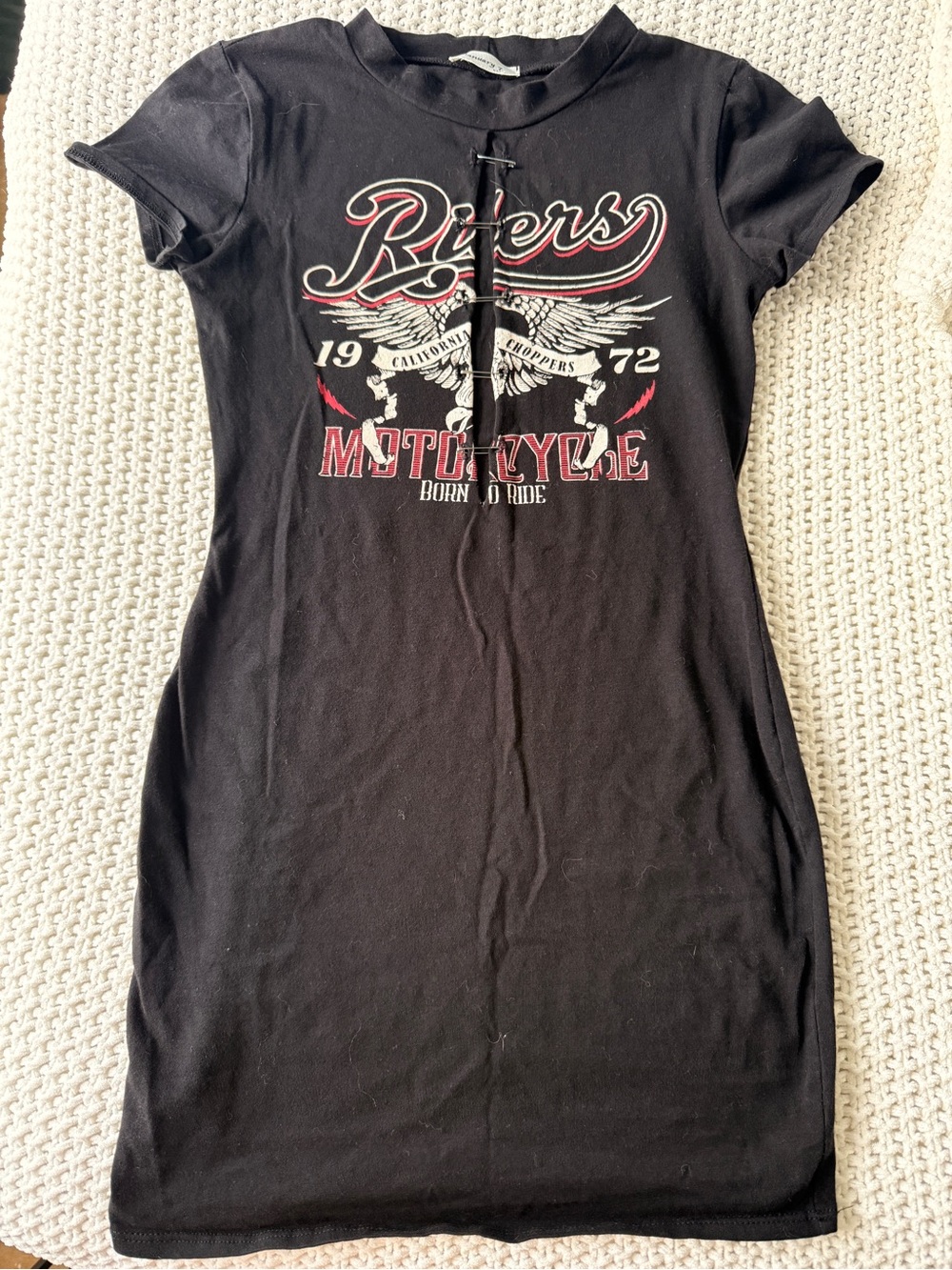 Black Graphic 'Riders Motorcycle' Tee Dress